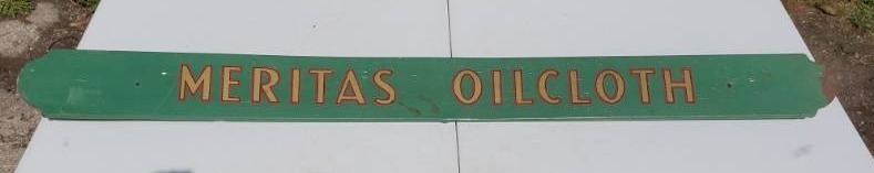 lot 109 image: Meritas Oil Cloth Vintage Tin Advertising Sign