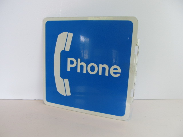 lot 13 image: Vintage Double Sided Metal TELEPHONE Phone Booth Flange Sign