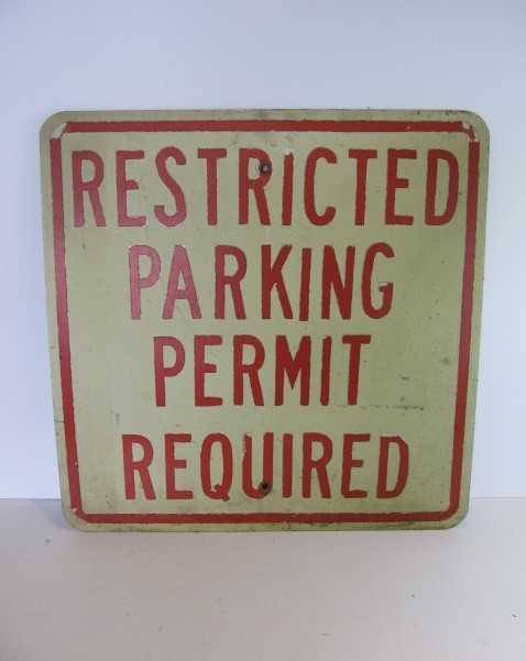 lot 14 image: Vintage Metal RESTRICTED PARKING Street Sign