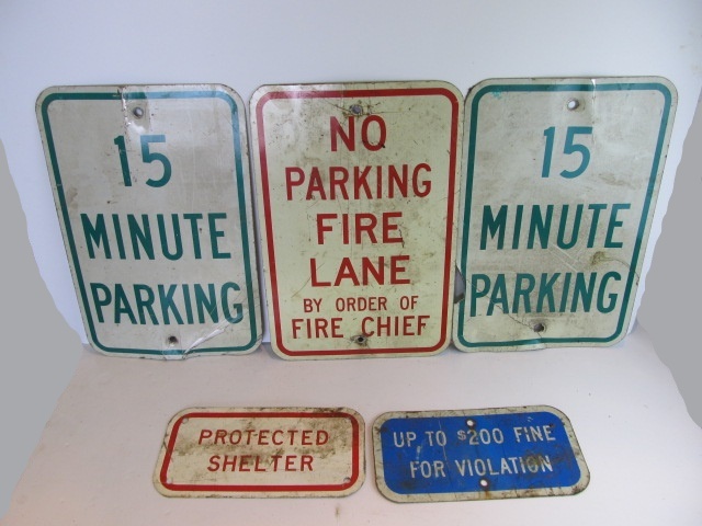 lot 18 image: Group of 5 Assorted Metal Street Signs