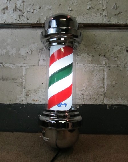 lot 33 image: Vintage Style Lighted Barber Shop Pole 