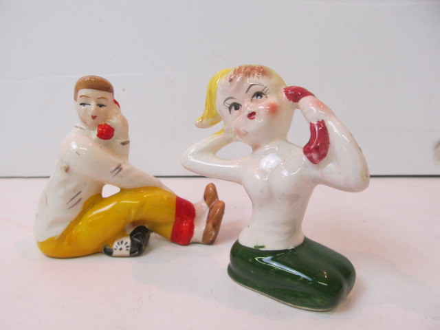 lot 87 image: Vintage 1950s Japan Ceramic High School Phone Call Figurines