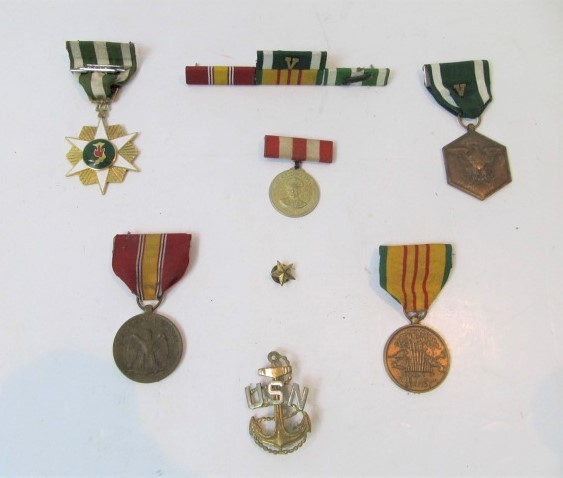 lot 96 image: Group of Vintage Military Medals & Insignia
