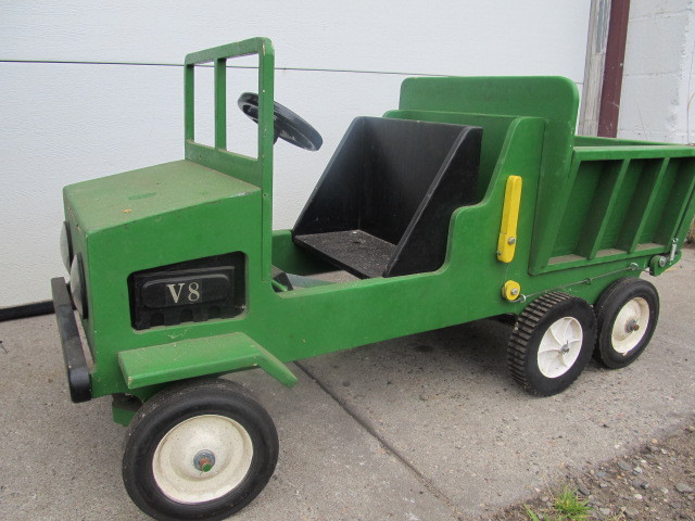 lot 79 image: Large Wooden V8 Dump Truck Pedal Car