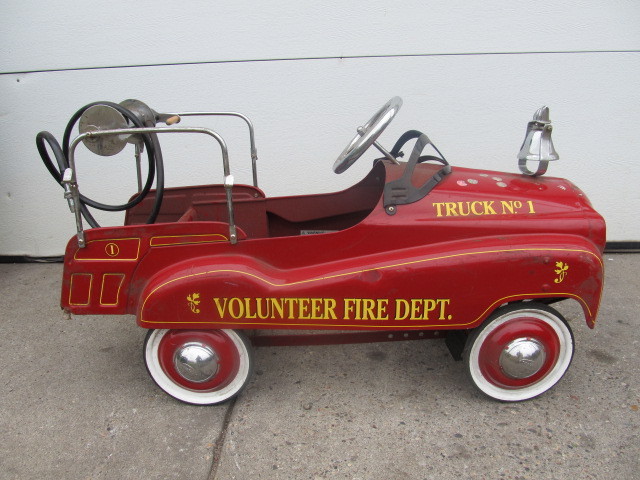 antique metal fire truck pedal car