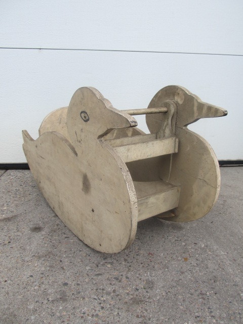 lot 60 image: Antique Painted Wood Duck Rocking Toy