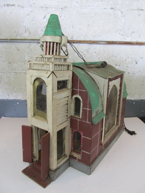 lot 2 image: Fantastic Original 1940s Folk Art Church Building wInterior Scene