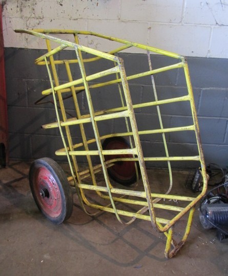 lot 101 image: Old Vintage Heavy Duty Industrial Newspaper Cart