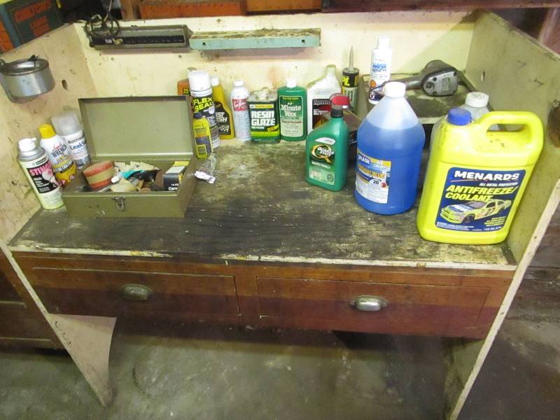 lot 85 image: Workbench, Rack of Oils, Manuals
