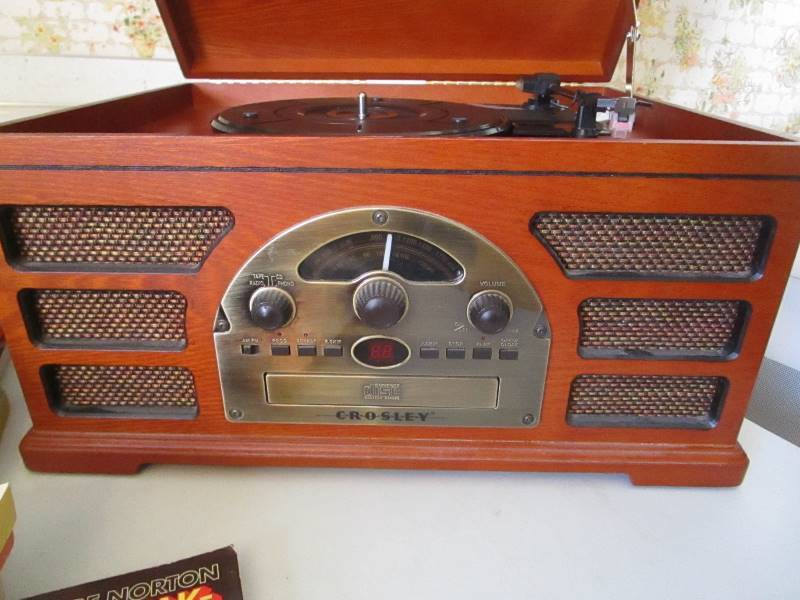 lot 113 image: Record-CD-Cassette Player, VHS Tapes, Books
