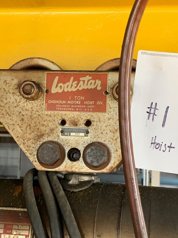 Lodestar 1 Ton CHISHOLM-MOORE Hoist - Model B 12 Ton Crane 8 FPM