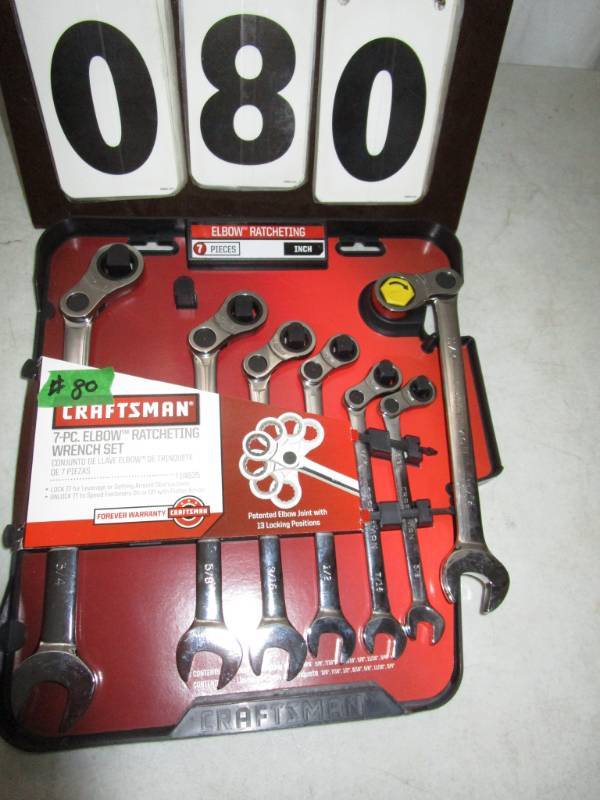 lot 80 image: Craftsman 7 pc Elbow Ratcheting Wrench Set - SAE