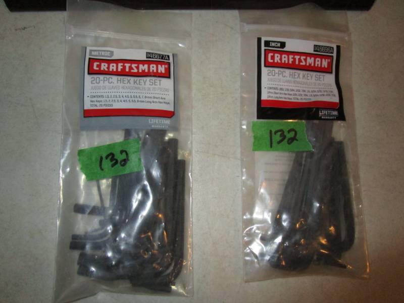 lot 132 image: Craftsman 20 pc Hex Key Set - 2 sets