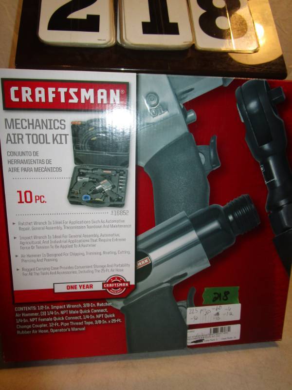 lot 218 image: Craftsman 10 pc Mechanics Air Tool Kit