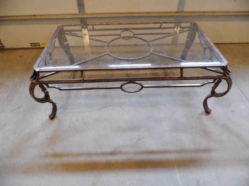 lot 70 image: Metal and Glass End  Table