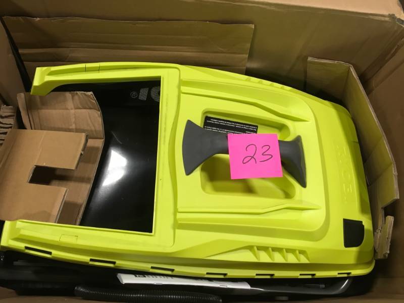 lot 23 image: RYOBI 16 in. 13 Amp Corded Electric Walk Behind Push Mower  in very good condition