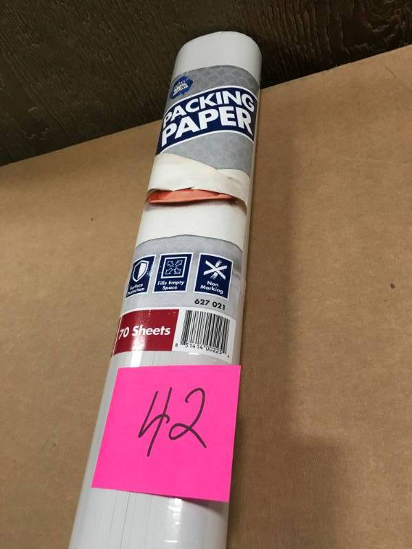 lot 42 image: Pratt Retail Specialties 24 in. x 24 in. Packing Paper (70-Sheets) not used