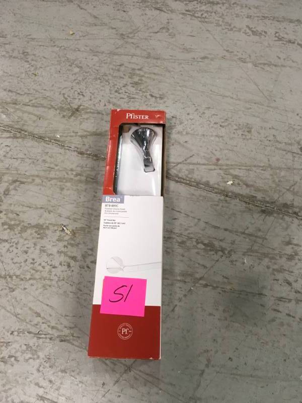lot 51 image: Pfister Brea 18 in. Towel Bar in Polished Chrome in very good condition