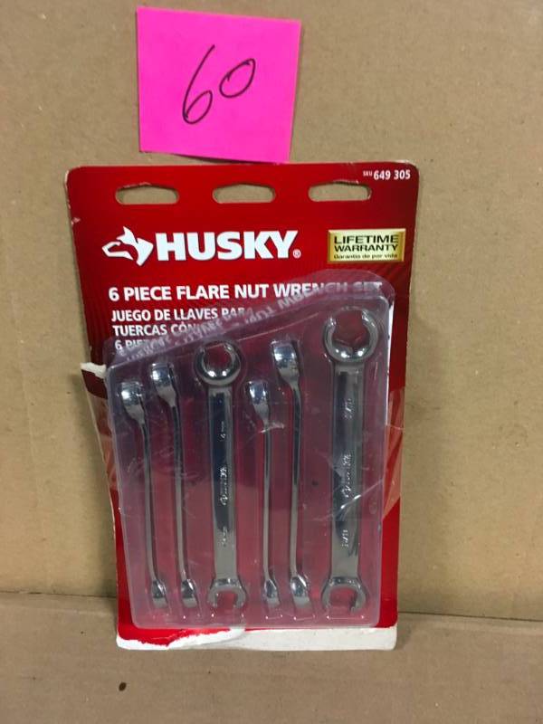 lot 60 image: SAE & MM Flare Nut Wrench Set (6-Piece) by Husky  in very good condition