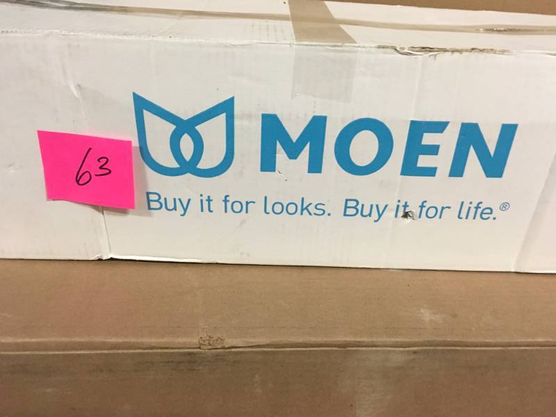 lot 63 image: Moen YB2894CH Eva Bathroom Hotel Towel Shelf, Chrome  in very good condition