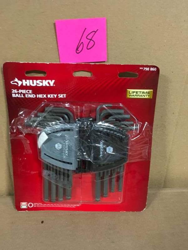 lot 68 image: Husky SAEMetric Ball End Hex Key Set (26-Piece) in very good condition