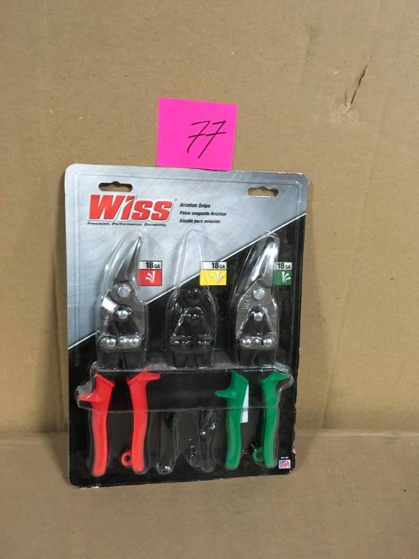 lot 77 image: Wiss Straight-Cut Aviation Snip (3-Pack) MISSING 1 PC in very good condition