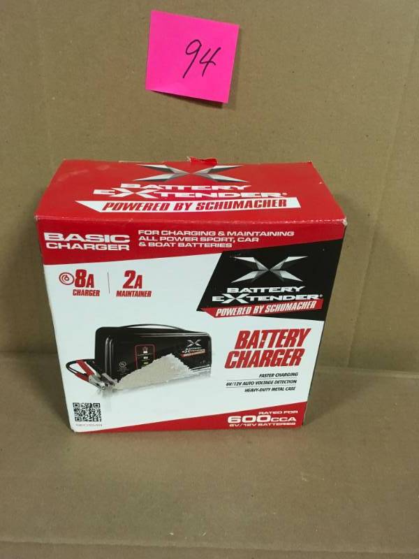 lot 94 image: Schumacher Battery Extender 6-Volt or 12-Volt, 8 Amp Battery ChargerMaintainer in very good condition