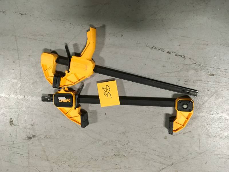 lot 38 image: DEWALT 12 in. 300 lb. Trigger Clamp w3.75 in. Throat Depth in very good condition
