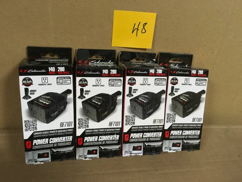 lot 48 image: Set of 4 Schumacher Battery Extender 140-Watt Dual USB Port with 120-Volt AC Household Power in very good condition