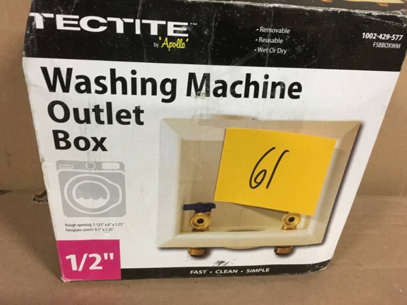lot 61 image: Tectite 12 in. Brass Washing Machine Outlet Box in very good condition