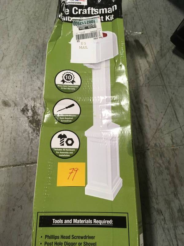 lot 79 image: Postal Pro Craftsman Mailbox and Post Kit, White in very good condition