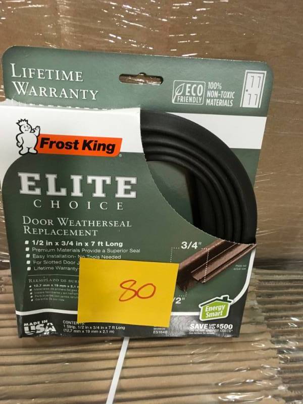 lot 80 image: Frost King 34 in. x 12 in. x 84 in. Brown Elite Lifetime Door Weatherseal Replacement in very good condition