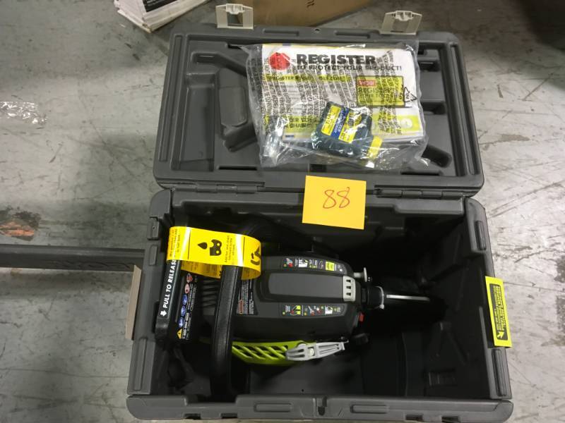 lot 88 image: RYOBI 16 in. 37cc 2-Cycle Gas Chainsaw with Heavy-Duty Case in very good condition