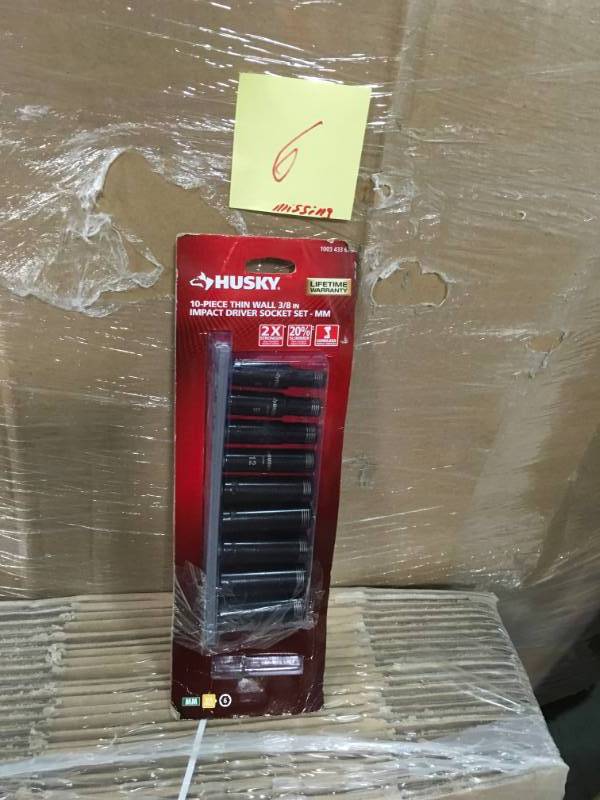 lot 6 image: Husky 38 in. Drive Thin Wall Deep Impact Socket Set MM (10-Piece) in very good condition