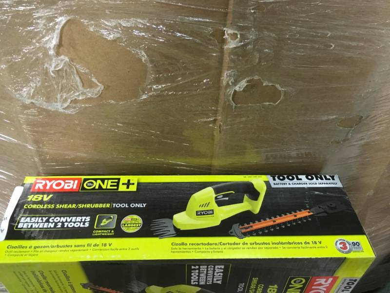 lot 11 image: RYOBI ONE 18-Volt Lithium-Ion Cordless Battery Grass Shear and Shrubber Trimmer (Tool Only) in very good condition