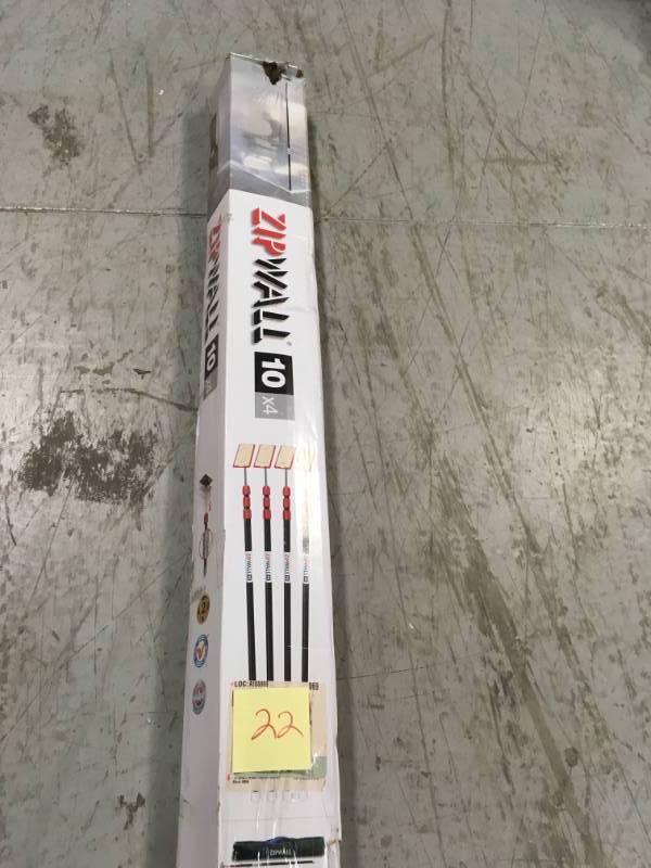 lot 22 image: ZipWall ZP4 Contains 4 10 ft. Steel Spring Loaded Poles in good condition