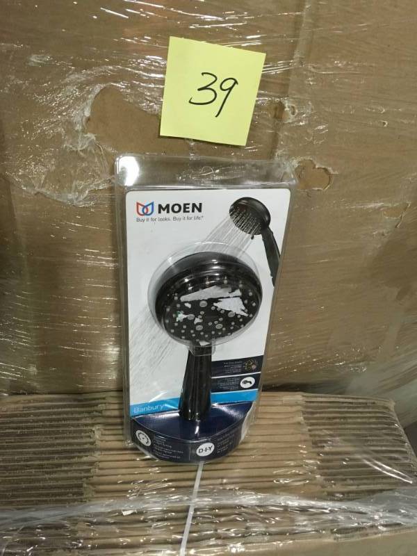 lot 39 image: MOEN Banbury 5-Spray Hand Shower in Mediterranean Bronze in very good condition