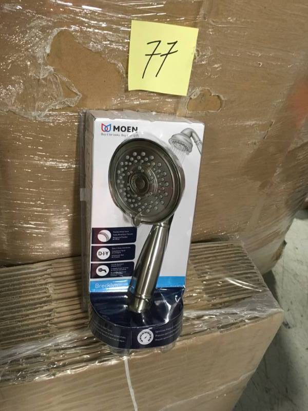 lot 77 image: MOEN Brecklyn 8-Spray 4 in. Handheld Shower in Spot Resist Brushed Nickel in very good condition