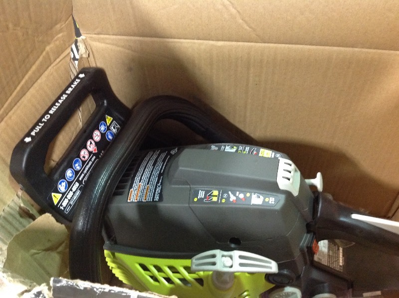 lot 103 image: Ryoby  14 in 37cc 2-Cycle Gas Chainsaw with Heavy-Duty Case in good Condition