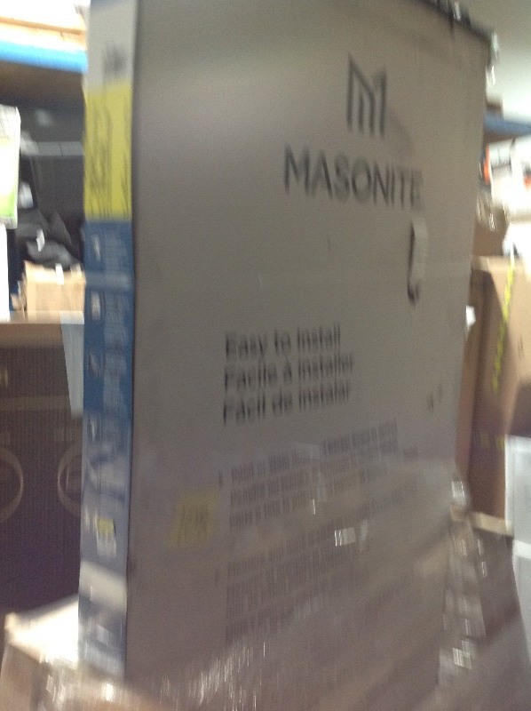 lot 108 image: Masonite Complete Flat Panel Black Barn Door Strap Kit White New