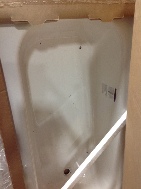 lot 109 image: Bootz Aloha 60 in. Right Drain Rectangular Alcove Soaking Bathtub in White not used