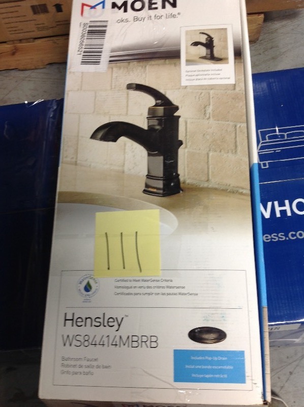 lot 111 image: Moen Hensley Single Hole 1-Handle Bathroom Faucet in Mediterranean Bronze open box