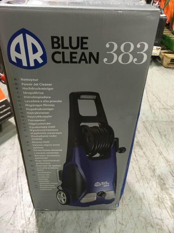 lot 11 image: Ar Blue Clean 1900 Psi 1.5 Gpm Electric Pressure Washer With Spray Kit  Ar383  in like new condition