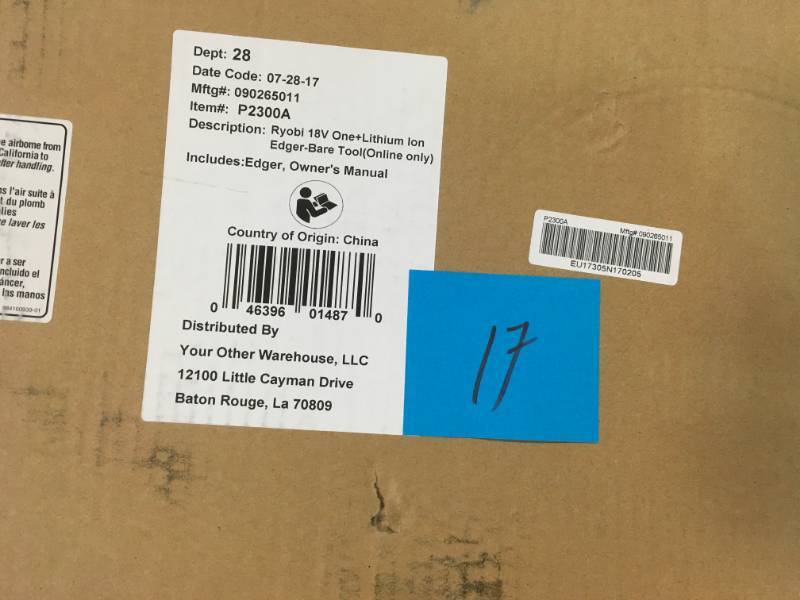 lot 17 image: RYOBI ONE 9 in. 18-Volt Lithium-Ion Cordless Battery Edger (Tool Only) in like new condition