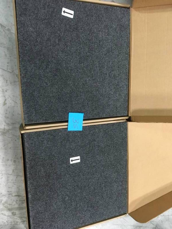 lot 35 image: Foss Premium Self-Stick Ribbed Gunmetal Texture 18 in. x 18 in. Carpet Tile (16 TilesCase) not used