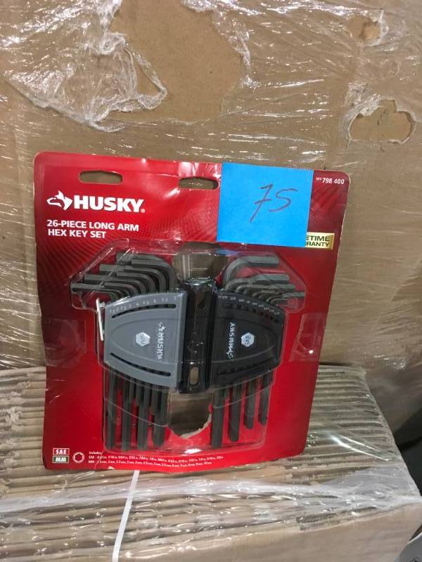 lot 75 image: Husky SAEMetric Long Arm Hex Key Set (26-Piece) in good condition