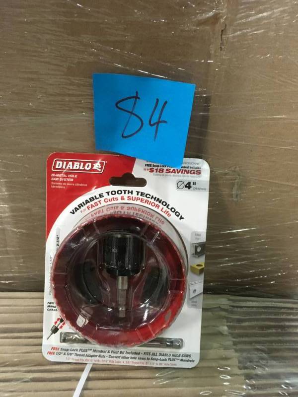 lot 84 image: Diablo 4 in. Bi-Metal Hole Saw with SnapLock Plus Mandrel System in good condition