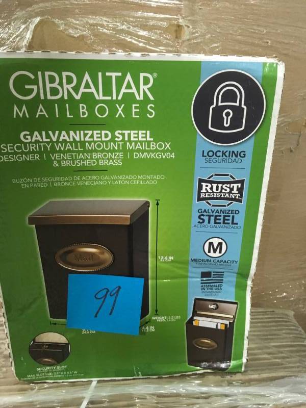 lot 99 image: Gibraltar Mailboxes Designer Medium Venetian Bronze Vertical Wall-Mount Locking Mailbox in good condition