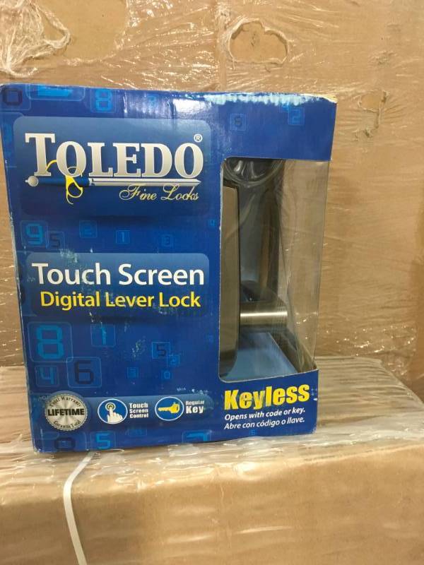 lot 100 image: Toledo Fine Locks Bilbao Single Cylinder Stainless Steel Touch Screen Door Lock in good condition