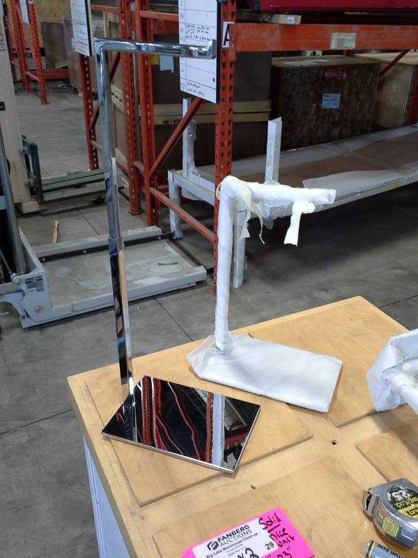 Lot of (2) Mirror Base Metal Display Rack Stands